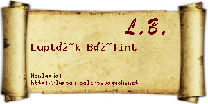 Lupták Bálint névjegykártya